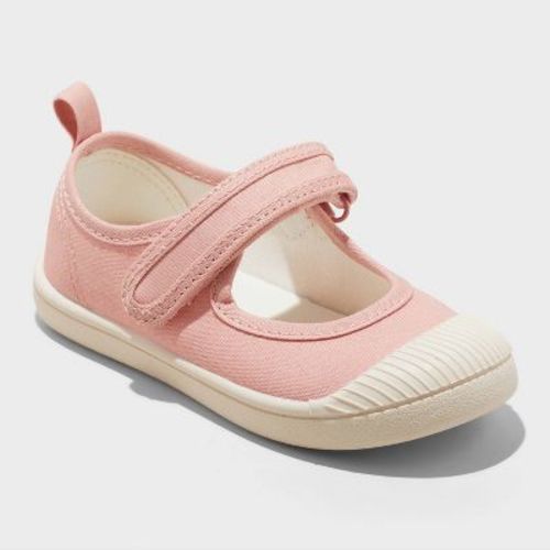 Toddler Marina Mary Jane Sneakers - Cat & Jack™ Gold 4T: Hook & Loop, Non-Marking Sole, Canvas Upper