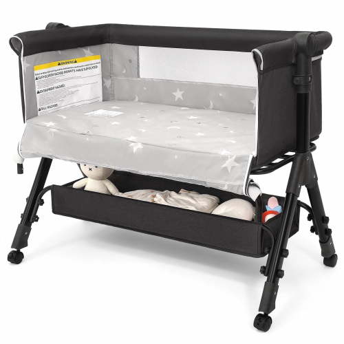 kmaier, Infant Bassinet Sleeper, Dark Gray, Foldable Baby Crib