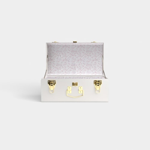 Mini Classic Trunk - White - Pink Petites / Embroidery