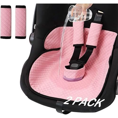 Baby Potty Training Car Seat Protector 2 Pack, Waterproof Car Seat Liner for Potty Training Toilet, Baby Infant Toddler Piddle Pad Fits for Carseat, Stroller, Highchair - 2 Pack, Pink