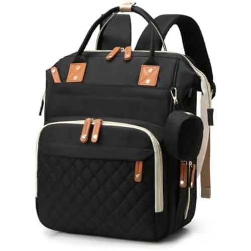 Diaper Bag Backpack,Large Capacity & Waterproof Baby Diaper Bag with USB Charging Port,Insulated Bottle Pockets & Stroller Straps,Multifunctional Travel Backpack for Moms & Dads,Black