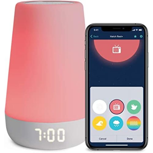Hatch Rest+ 1st Gen Baby Sound Machine, Night Light, Time-to-Rise Plus Audio Monitor, White Noise Soother, Toddler Sleep Trainer, Kids Alarm Clock, Nightlight