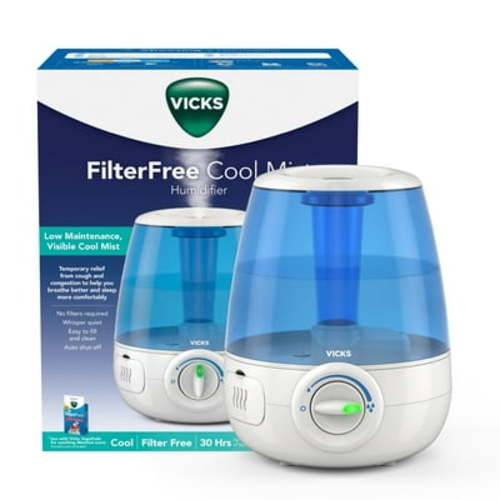 Vicks 1.2 Gallon Filter-Free Cool Mist Humidifier, 200 sq ft, Blue, V4600