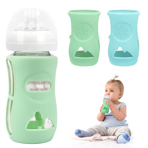 2 Pack Silicone Sleeves for Philips Avent Glass Natural Baby Bottle 8oz, Food Grade Silicone, BPA Free Glass Baby Bootle Sleeve, Anti Breakage Baby Bottle Holder, Anti-Scald, Dishwasher/Heaters Safe