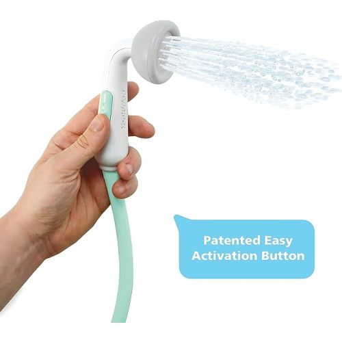 Yookidoo Baby Bath Shower Head - Elephant Water Pump with Trunk Spout Rinser - Control Water Flow from 2 Elephant Trunk Knobs for Maximum Fun in Tub or Sink for Newborn Babies - Turquoise