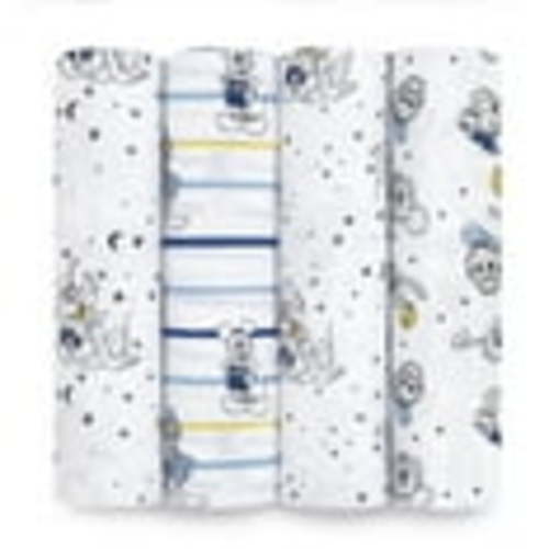 Free Shipping! Aden + Anais Essentials Disney Baby 100% Muslin Cotton Swaddle Blanket, Unisex, 4 Pack, Mickey Stargazer