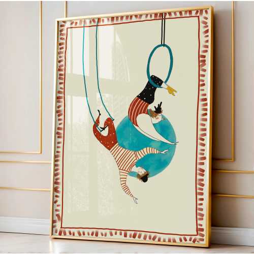 Vintage Circus Acrobat Art Print - Whimsical Digital Circus Digital Art- Digital Download - Nursery Wall Art - Printable Wall Decor