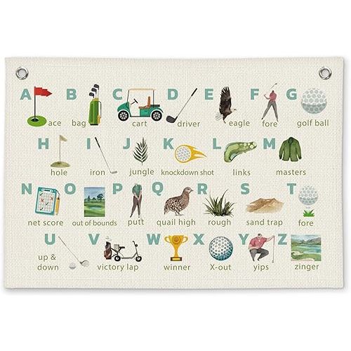 Golf Alphabet Nursery Decor - Linen Banner Wall Hanging Canvas Banner Flag Decor for Toddler Kids Room Bedroom Nursery Playroom