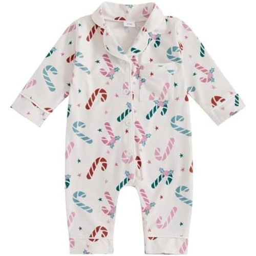 Balaflyie Baby Girl Button Down Pajamas Romper One-Piece Jumpsuit Long Sleeve Sleeper Infant Sleepwear