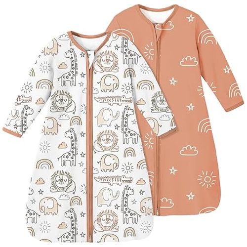 Yoofoss Baby Sleep Sack 3-6 Months 100% Organic Cotton Long Sleeve Wearable Blanket Baby 2-Way Zipper 0.5 Tog Newborn Sleeping Sack, Lightweight