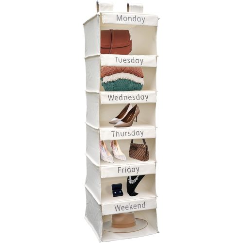 Super Heavy Duty Kids Closet Organizers and Storage | Linen Weekly Clothes Organizer for Kids with 6 Shelves | Hanging Clothes Organizer | Kids Clothes Rack w/Hook & Loop