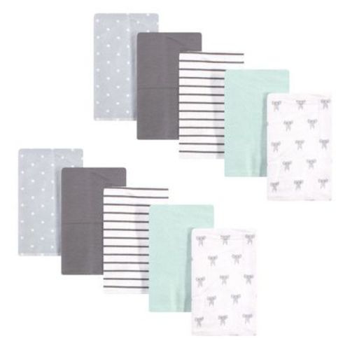 Hudson Baby Infant Unisex Cotton Flannel Burp Cloths, Modern Elephant, One Size