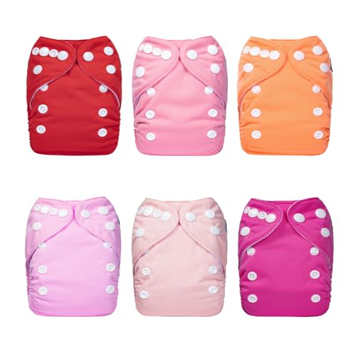 ALVABABY Newborn Cloth Diapers,Reusable Cloth Diaper for Preemie,6pcs Diaper Covers with 12 Newborn Diaper Inserts, Less Than 12pounds Baby Girl