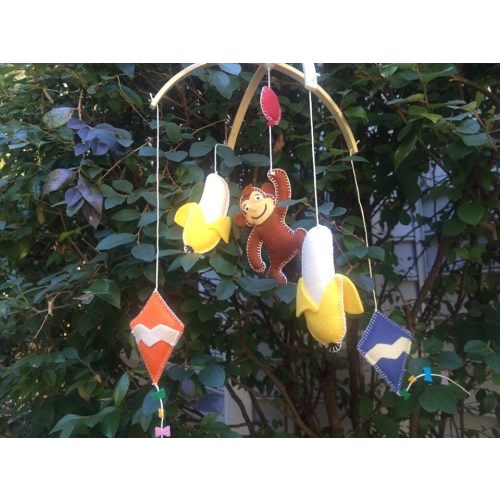 Curious George nursery, Curious George baby mobile, jungle nursery, safari mobile, rain forest mobile, circus mobile, circus, monkey, kites