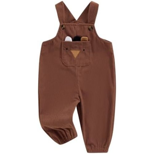 Baby Boys Thanksgiving Overalls Sleeveless Square Neck Turkey Embroidery Suspender Newborn Fall Pants Clothes