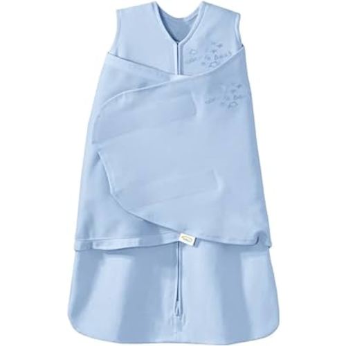 HALO 100% Cotton Sleepsack Swaddle, 3-Way Adjustable Wearable Blanket, TOG 1.5, Baby Blue, Newborn, 0-3 Months