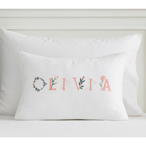 Heritage Floral Alphabet Personalized Pillow Cover