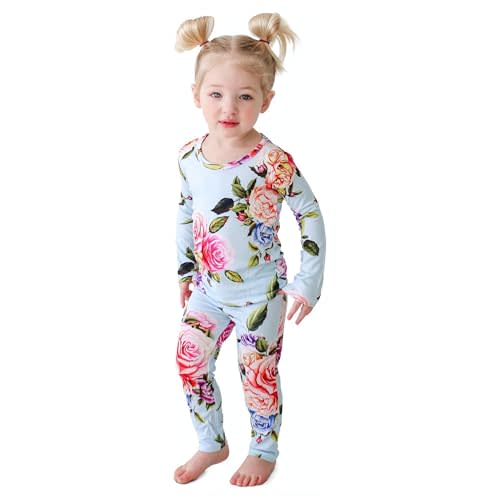 Posh Peanut Girls Pajamas - Soft, Viscose from Bamboo PJs for Kids - Matching, Long Sleeve Toddler Pajamas for Girls