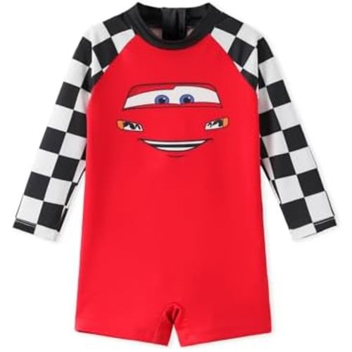 Disney Marvel Stitch Cars Spiderman Mickey Mouse Baby Boy Swimsuit Infant Toddler Bathing Suit UPF 50+ Zipper Long Sleeves