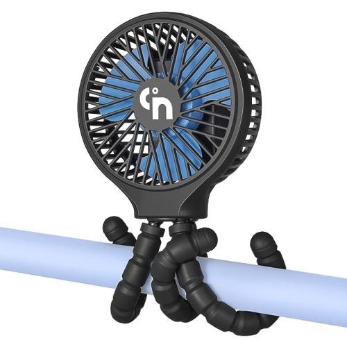 WiHoo Mini Handheld Stroller Fan,Personal Portable Car Seat Baby Fan with Flexible Tripod Fix on Stroller,USB or Battery Operated Desk Fan Adjustable 3 Speeds for Travel Treadmill Golf Cart