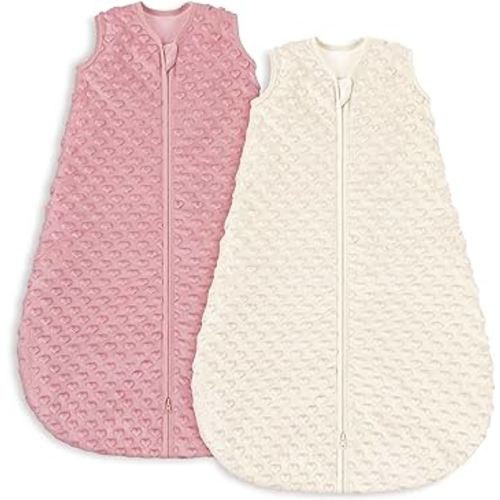 Yoofoss Fleece Baby Sleep Sack 6-12 Months with Plush Dots, TOG 1.5 Baby Wearable Blanket with 2-Way Zipper, Cotton Toddler Sleep Sack Fleece