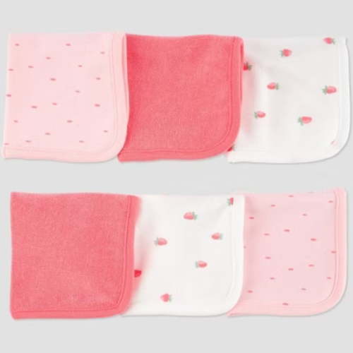 Carter's Just One You® Baby Strawberry Washcloth - Pink: Cotton Terry, 9x9, Food Pattern