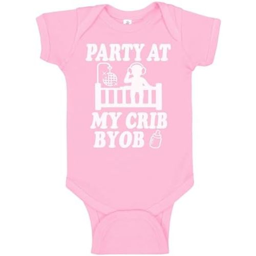 Reaxion Funny Cute Baby Boy Girl Party At My Crib Bodysuits | Handmade Clothes For Infant Newborns