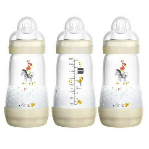 MAM Easy Start Anti-Colic Bottle 9 oz (3-Count), Baby Essentials, Medium Flow Bottles with Silicone Nipple, Unisex