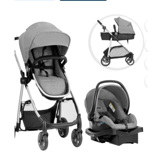 Evenflo Omni Plus Sistema de Viaje Modular con Asiento de Automóvil Infantil LiteMax Sport, Gris Mylar, Unisex