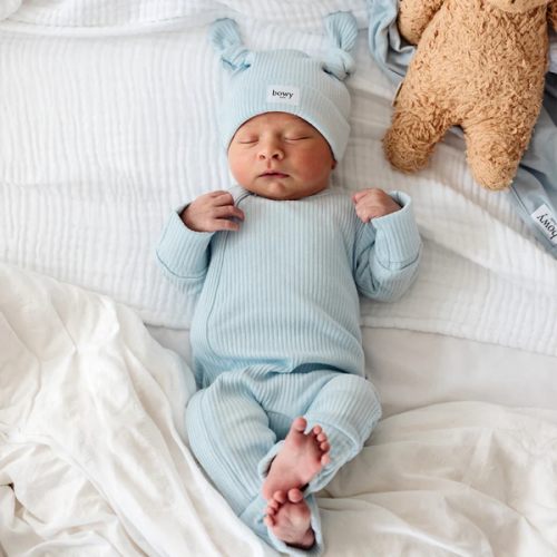 Bowy Onesie, Powder Blue, 0-3M