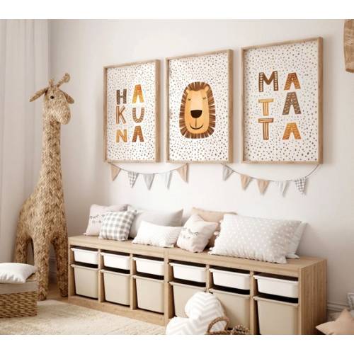 Set of 3 Boho Jungle Animal 'hakuna Matata' Wall Art Prints for Children, Safari Nursery, Animals, Lion, Boy or Girl Kids Room, 11x14, 16x20 - Etsy