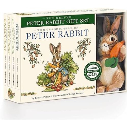 The Peter Rabbit Deluxe Plush Gift Set: The Classic Edition Board Book + Plush Stuffed Animal Toy Rabbit Gift Set (A Classic Tale of Adventure and Virtue with Plush Peter Rabbit Toy)