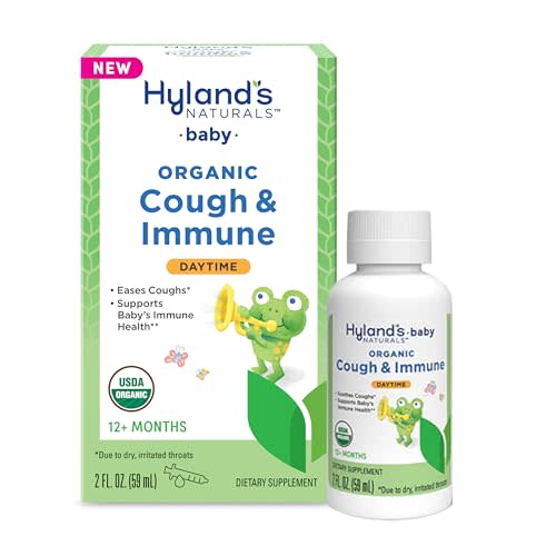 Hyland's Baby Organic Cough Syrup and Immune Support with Agave, Elderberry and Pomegranate, Soothes Cough, and Supports Immunity, Daytime, 2 Fl. Oz.