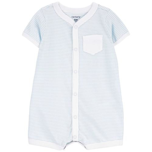 Baby Striped Snap-Up Romper - NB - Style,Blue/White