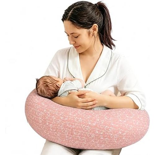 Nursing Pillow, Breastfeeding Pillows with Standard Size Removable Cover, Breast Feeding Pillow with Breathable Filling, Ergonomic Nursing Essentials for Bottle and Breastfeeding