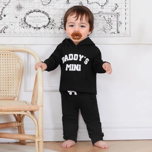 Toddler Baby Boy Clothes Fall Winter Outfits Embroidery Daddy's Mini Hoodie Sweatshirt & Joggers Pant Set