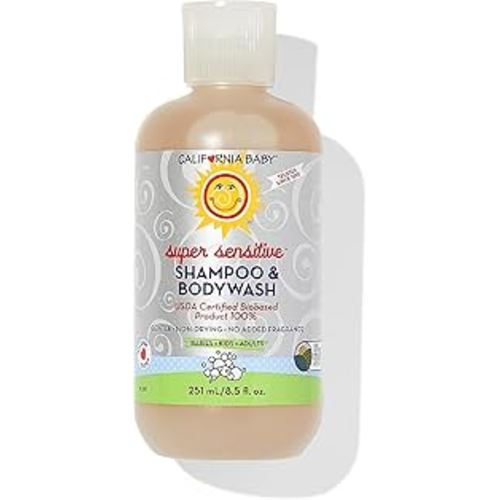 California Baby Super Sensitive Baby Shampoo and Body Wash | 100% Plant-Based | Gentle Fragrance Free Shampoo | Hypoallergenic | 251 mL / 8.5 oz