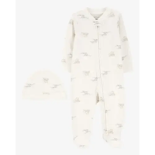 Baby 2-Piece 2-Way Zip Elephant Cotton Sleep & Play Pajamas & Cap Set - Carter's | Carter's