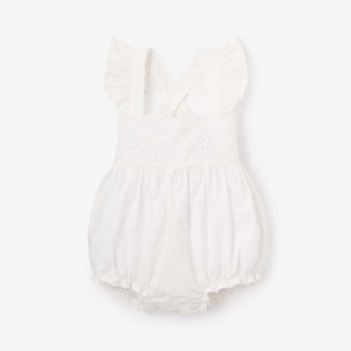 Eyelet Lace Ruffle Sunsuit WHITE / 3-6M