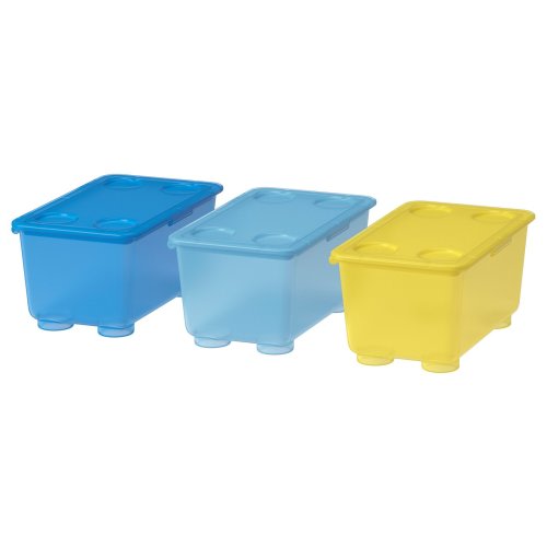 GLIS Box with lid - yellow/blue 17x10 cm (6 ¾x4 ")