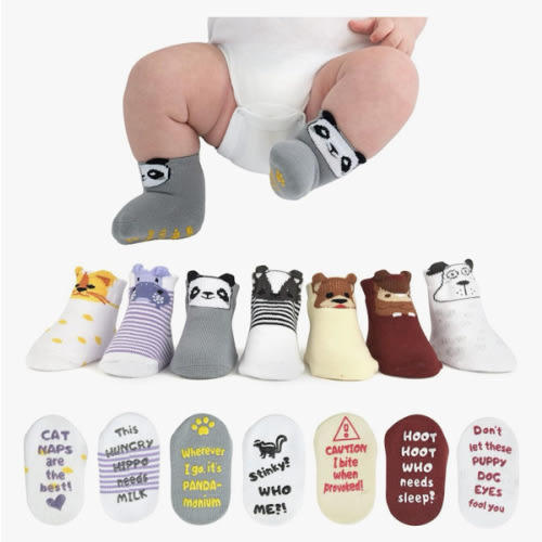 ZIRI & ZANE Baby Sock Gift Set - 7 Unique Pairs, Cute & Funny Unisex Newborn Gifts for Baby Showers & Registries