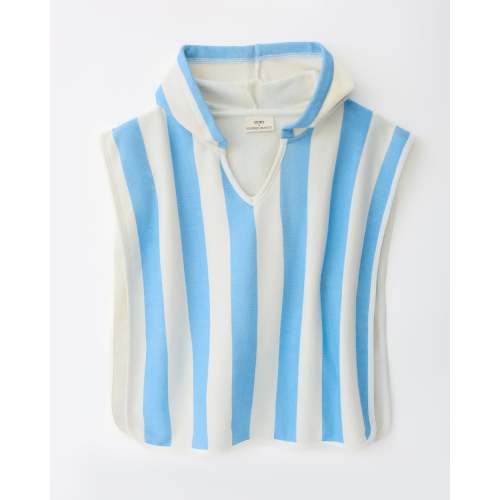Organic Cotton Toddler Poncho Towel | Blue Wide Stripe - Kindred Bravely