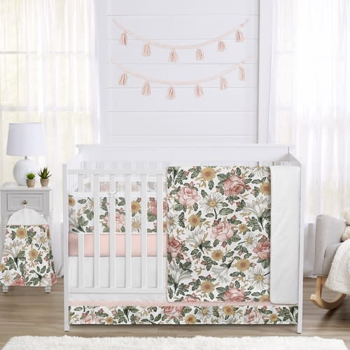 Vintage Floral Collection Sweet Jojo Designs 6 Piece Crib Bedding + BreathableBaby Breathable Mesh Liner