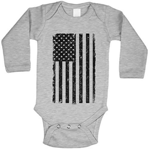 Tcombo Distressed Black American Flag - USA Bodysuit