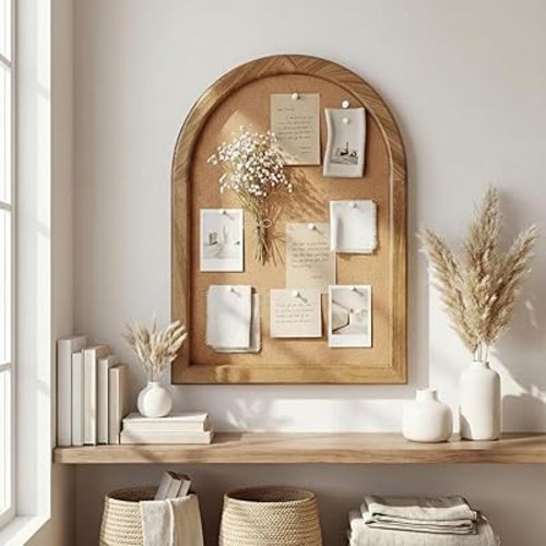 Novabright Arched Cork Board for Walls Alternative 17 x 13 Inch Vintage Arched Bulletin Board with Wood Frame for Vision, Photo Display, Memo, Easy Hang Wall Decor for Home Office School Office