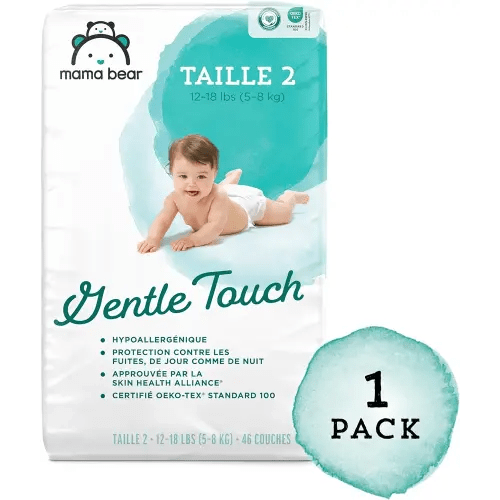 Amazon Brand - Mama Bear Gentle Touch Diapers, Hypoallergenic, Size 2, 46 Count, White