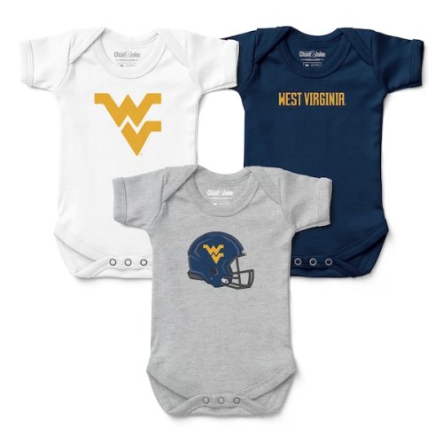 West Virginia Mountaineers Chad & Jake Infant Three-Pack Bodysuit Set