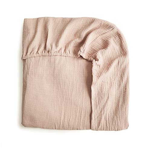 mushie Extra Soft Muslin Fitted Crib Sheet | 28"x 52" (Blush)