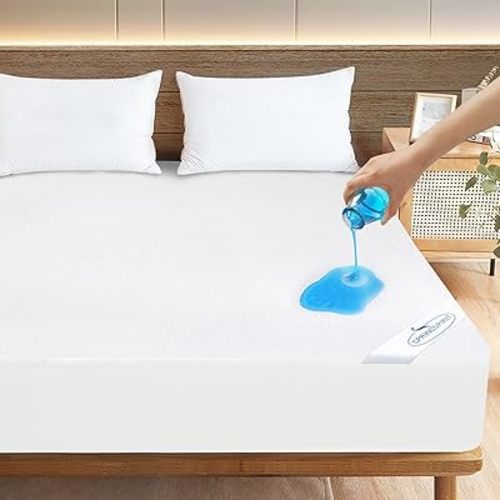 Queen Mattress Protector Waterproof Cover Absorbent Fitted Sheet up - 18'' Deep Pocket Mattress Cover Queen Size Bed Sheets, Terry Machine Wash Protection Mattress Protector Queen