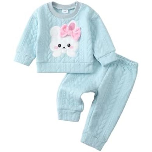 Kucnuzki Baby Toddler Girl Clothes Long Sleeve Crewneck Sweatshirt Tops Sweatpant Sweatsuit Baby Girl Fall Winter Outfit